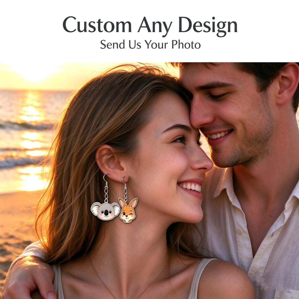 Custom Photo Earrings - 2 Pairs  Custom Ring Personalised Earrings