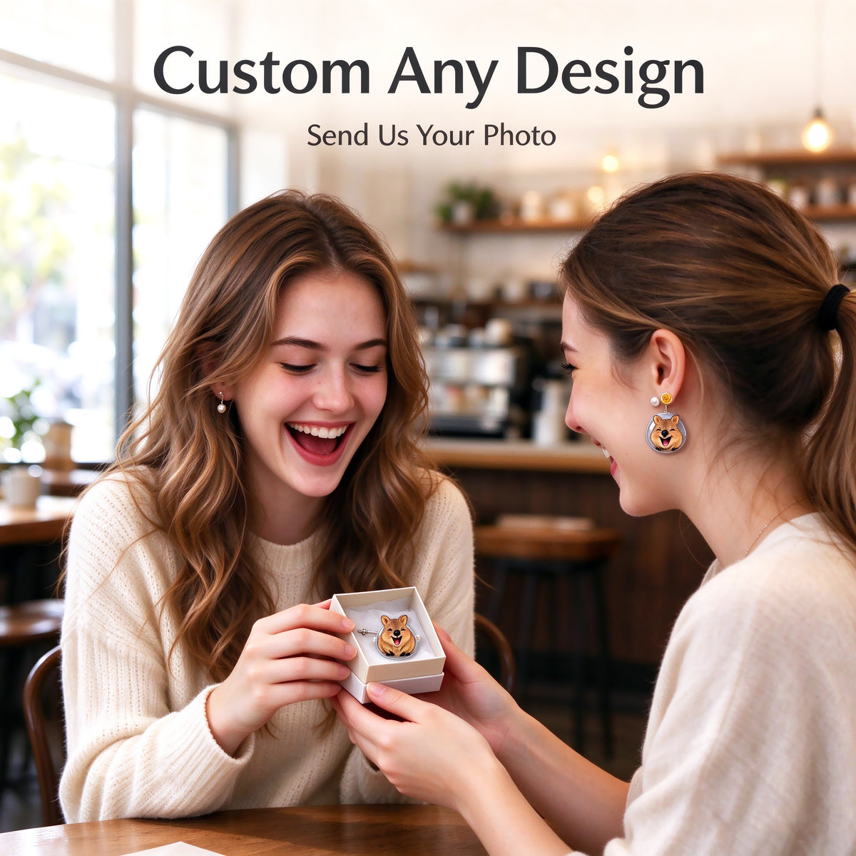 Custom Photo Earrings - 2 Pairs  Custom Ring Personalised Earrings