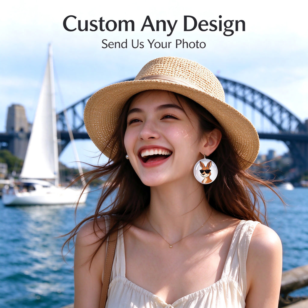 Custom Photo Earrings - 2 Pairs  Custom Ring Personalised Earrings