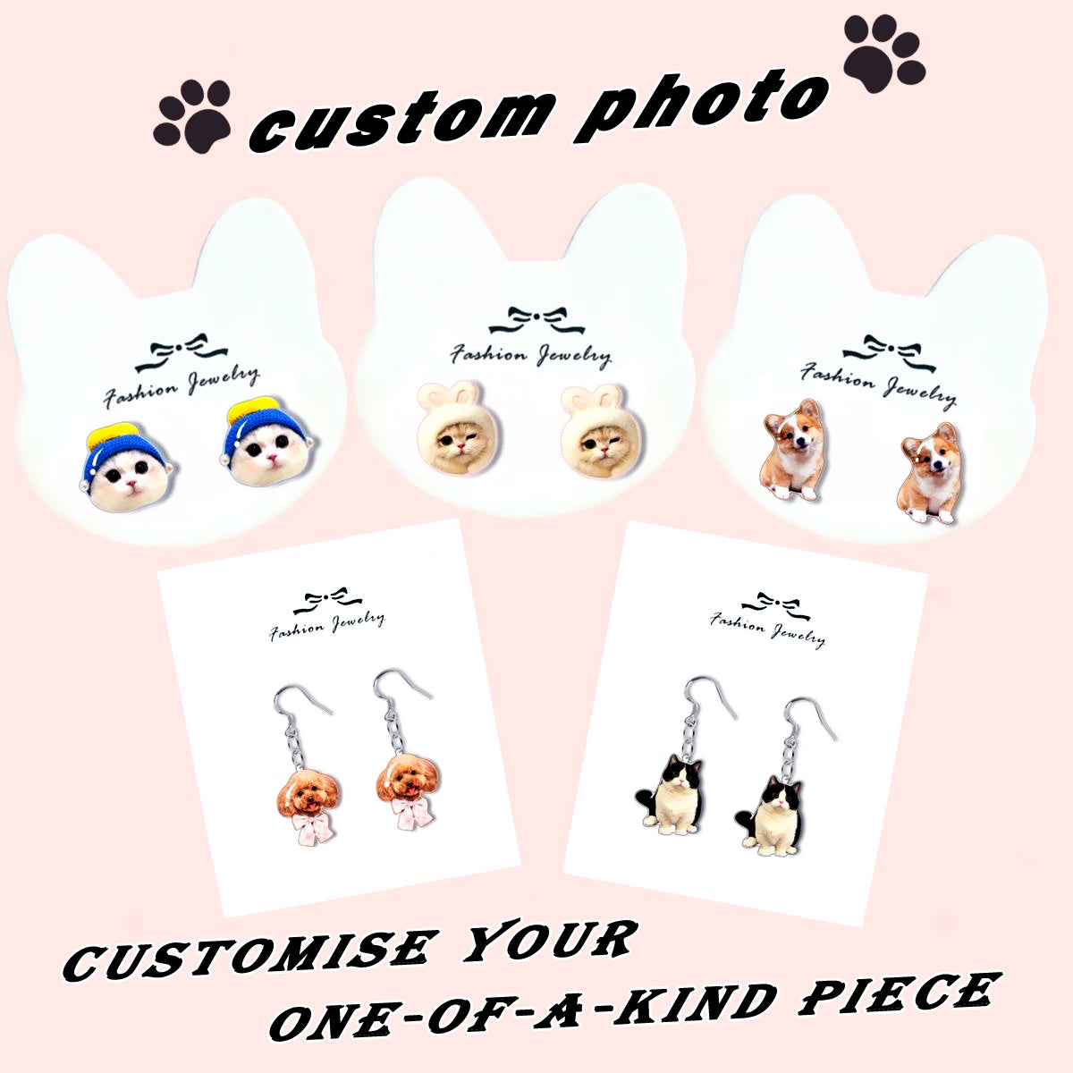 Custom Photo Earrings - 2 Pairs  Custom Ring Personalised Earrings