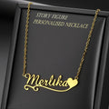 Double Heart Name Necklace Personalised engraving Personalised Necklace