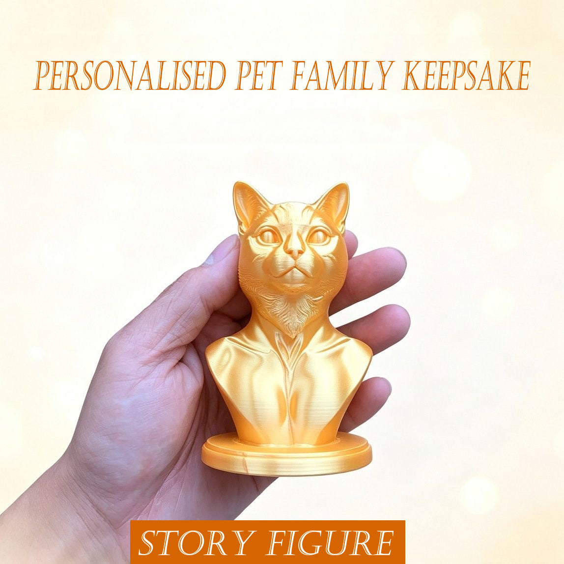 Gold 3D Bust - People & Pets Custom 3D Pet Head Keepsake
