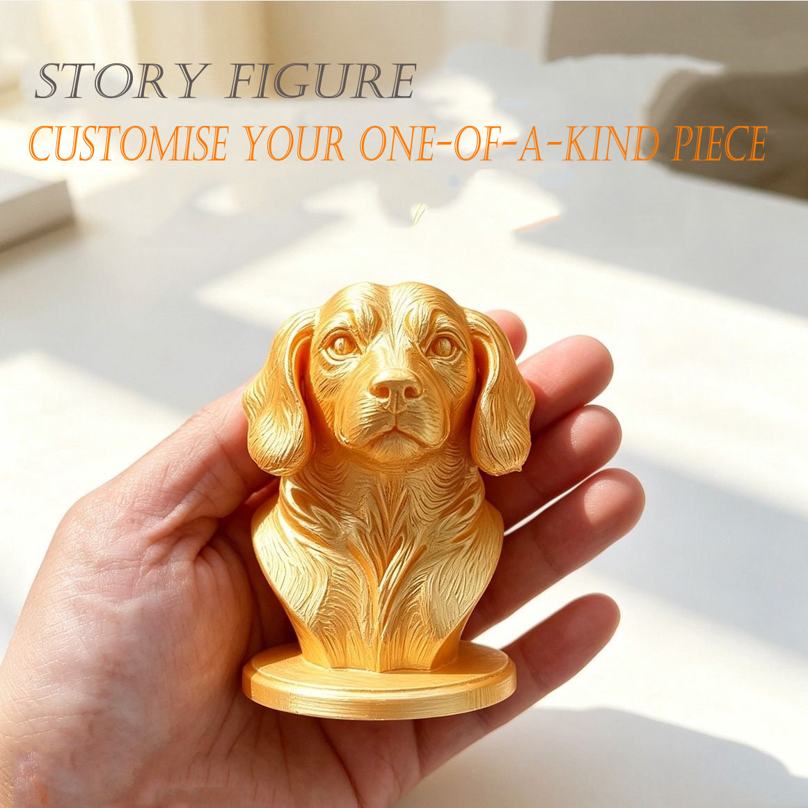 Gold 3D Bust - People & Pets Custom 3D Pet Head Keepsake